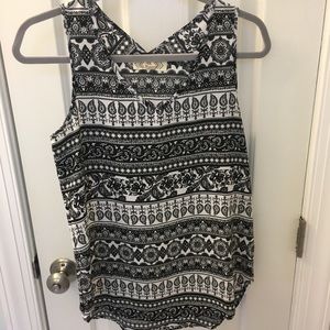 Pink Rose tank top black and white size S